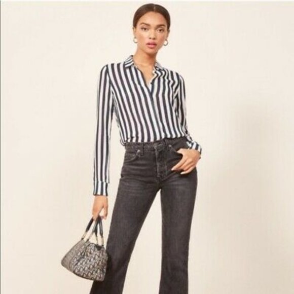 Reformation Violet Blouse (Genoa Stripe) - Small - Picture 1 of 4